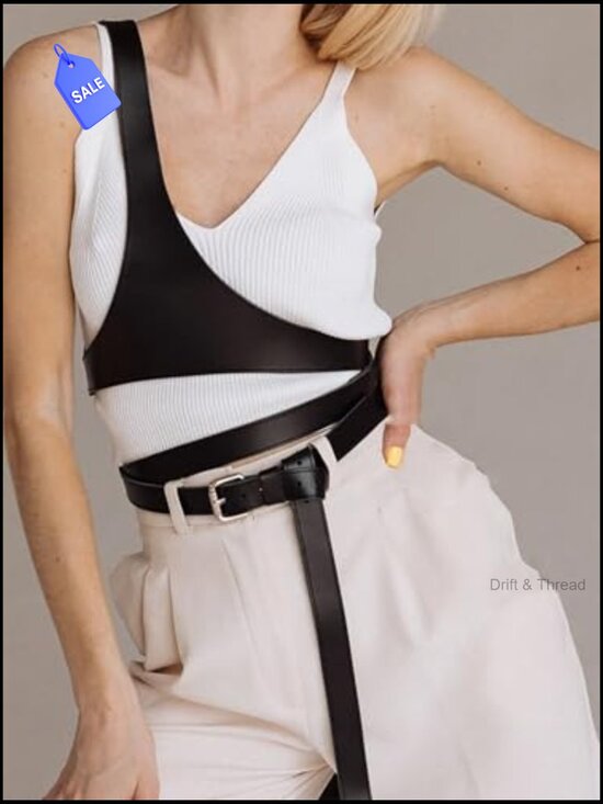 Adjustable Wrap Belt Faux Leather Crossbody Waist Belt Layered Accessory main image 7